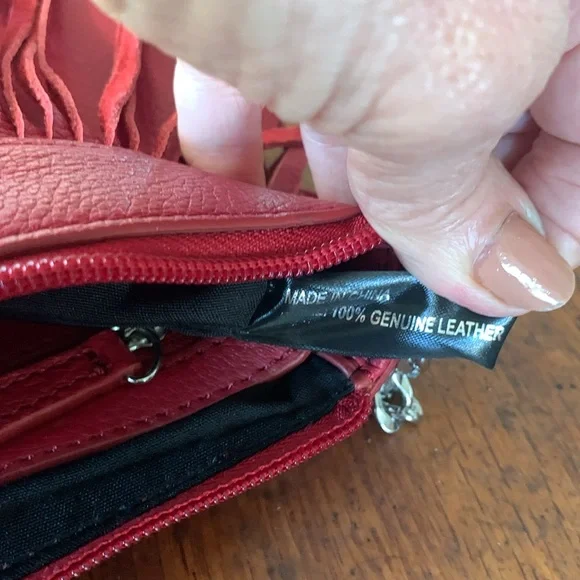 Neiman Marcus Fringe Leather Crossbody - Picture 8 of 10